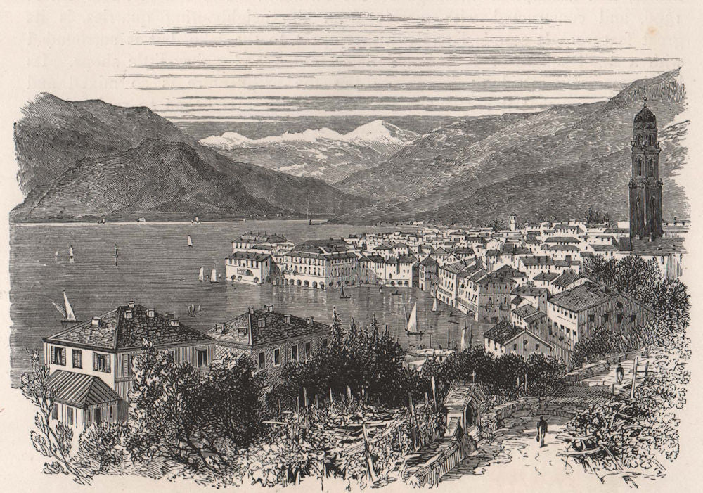 Pallanza, Lago Maggiore, Switzerland 1891 old antique vintage print picture